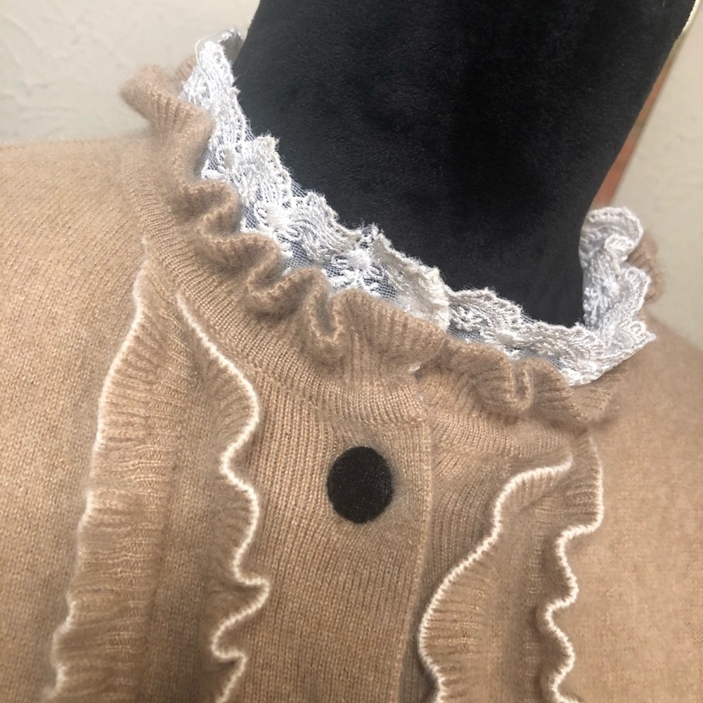 Bokhee Cashmere Ruffle & Lace Cardigan Sweater - Picture 3 of 7